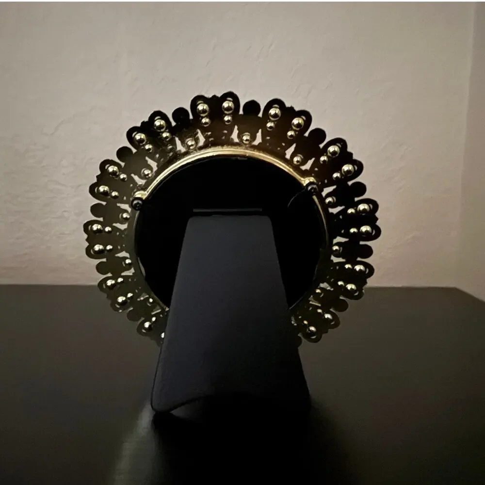 Ornate Papyrus Crystal & Enamel Mini Tabletop Sunburst Frame 3x3